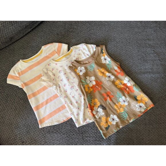 3 Summer Girls Shirts - 5T/XS - Muted Colors - Picture 1 of 7